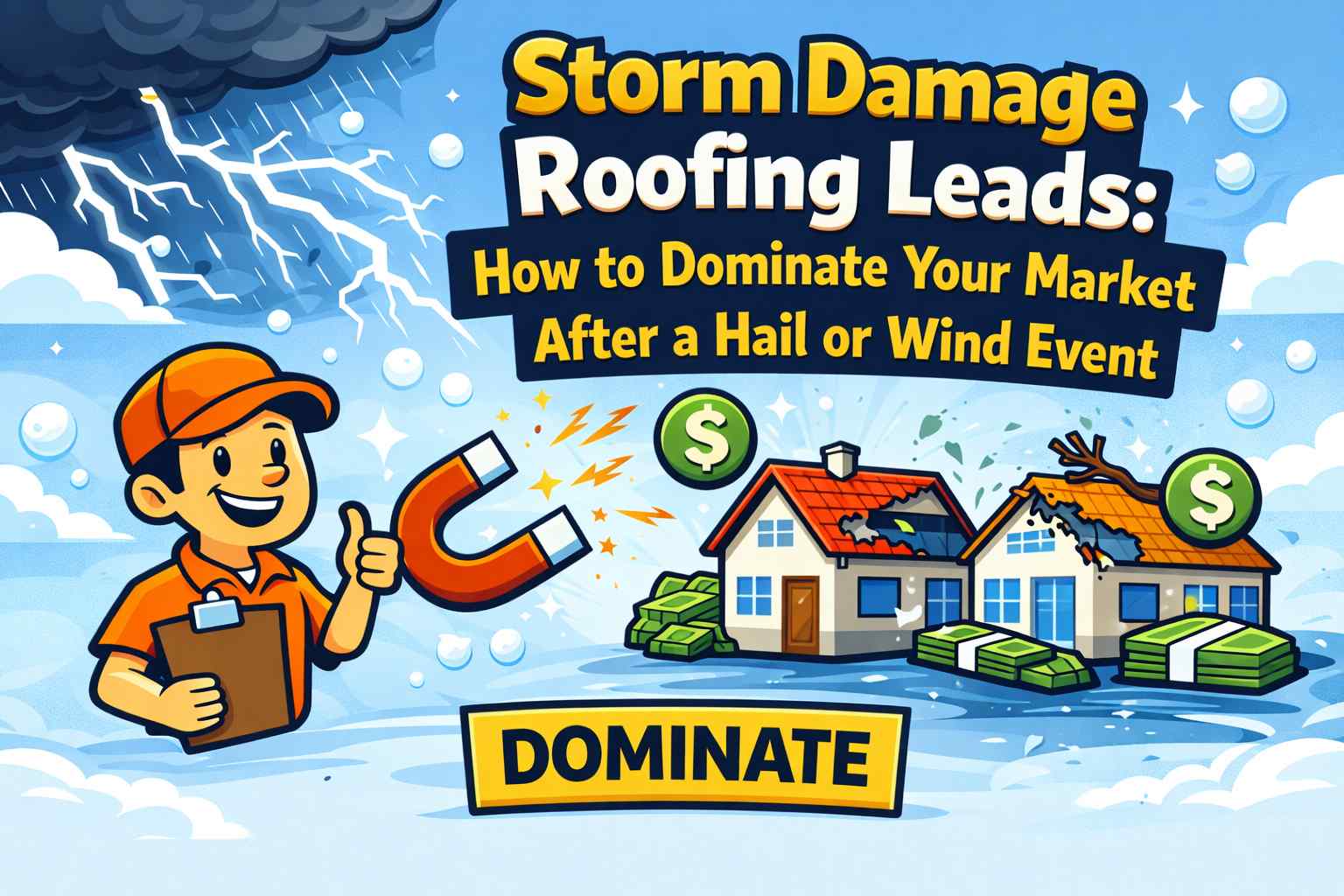 Storm Damage Roofing Leads: How to Dominate Your Market After a Hail or Wind Event